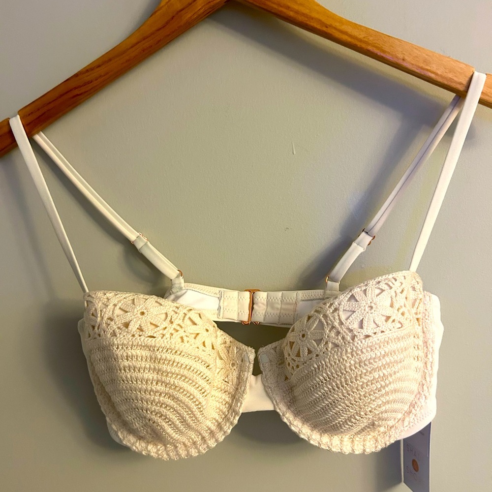 Shade & Shore Women's Crochet Underwire Bikini Top  Size 34C